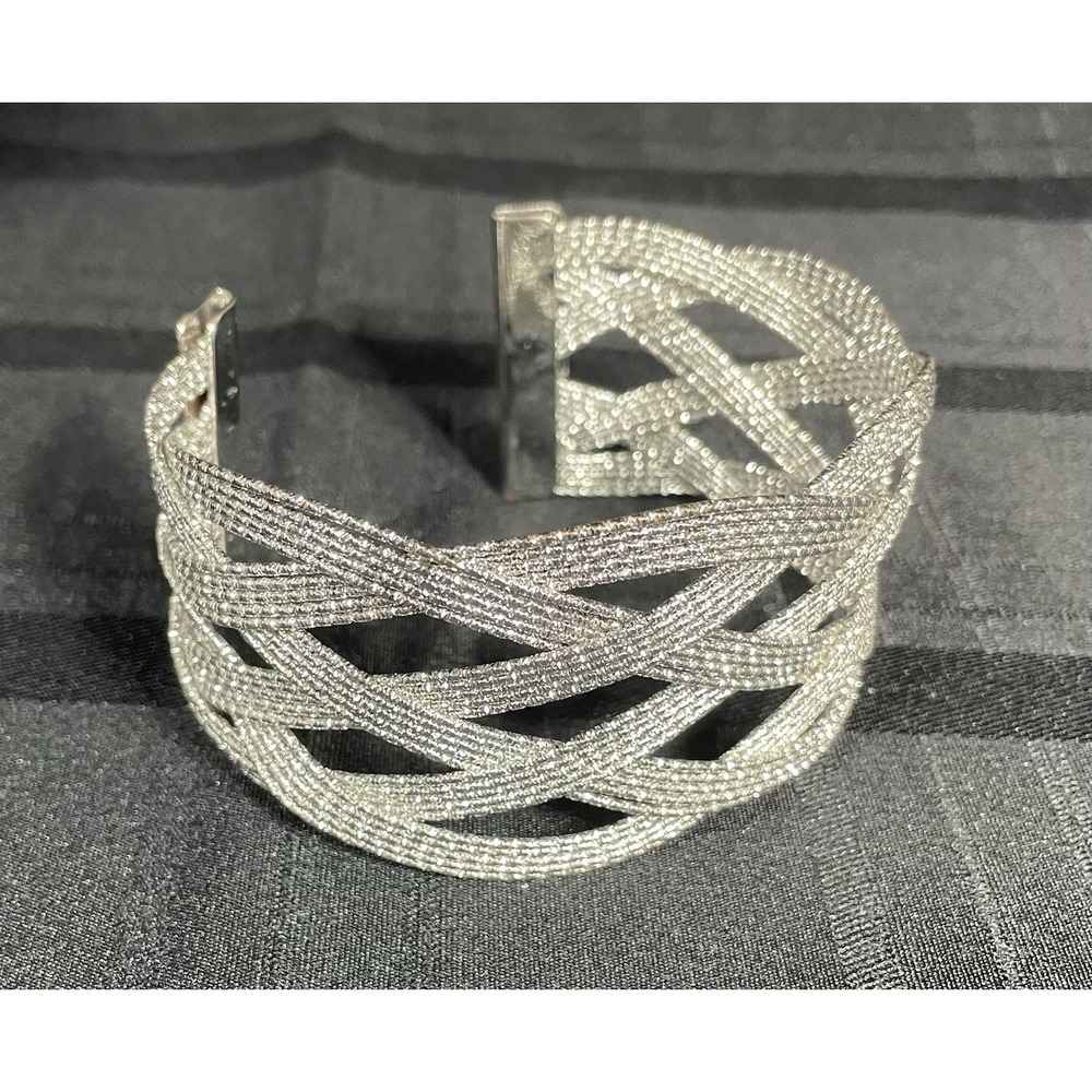 Silver Tone Braided Upper Arm Band /Cuff Bracelet -New